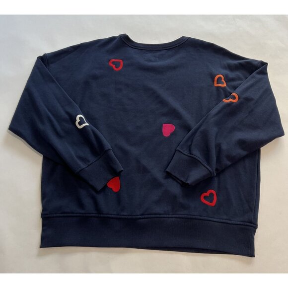 Lou & Grey Heart Cozy Cotton Terry Sweatshirt in Navy Blue - Picture 2 of 3